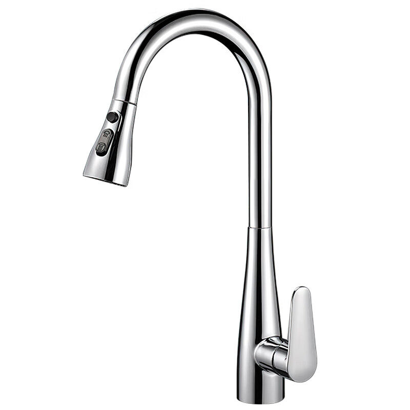 全铜厨房抽拉式水龙头伸缩洗菜盆专用水槽冷热水二合一增压防喷溅