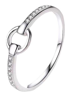 D色莫桑石圆形几何戒指