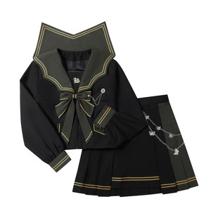 水木琉璃原创玲珑jk制服套装日系水手服长短袖不良暗黑系少女长裙