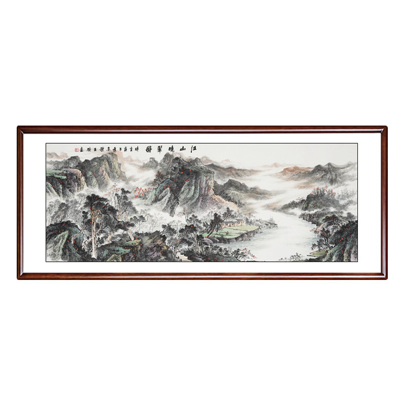 江山晓翠图图国山水画纯手绘招财