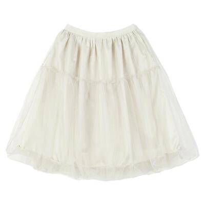 ROCO春季新款 时髦学院风浅灰色纱裙蓬蓬裙高腰半身裙中裙花苞裙