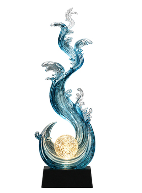 新中式风生水起发光水晶球摆件