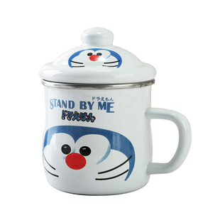 （清仓处理瑕疵品）儿童搪瓷杯带盖泡牛奶喝水杯耐磨卡通杯早餐杯