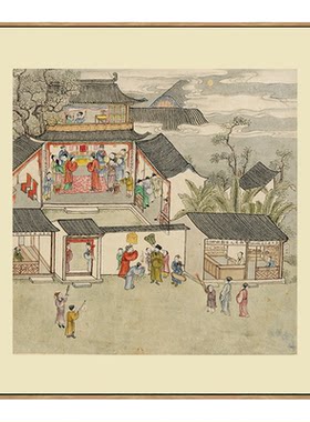 明姑苏繁华街市图山水画仿古名画