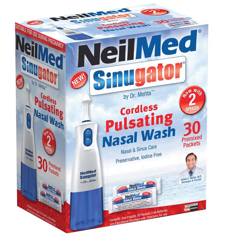 【自营】NeilMed双泵脉冲电动洗鼻器鼻腔鼻炎冲洗器洗鼻器海盐