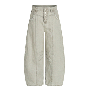 2Messages 美式复古弯刀牛仔裤男士阔腿直筒纽扣解构宽松休闲长裤