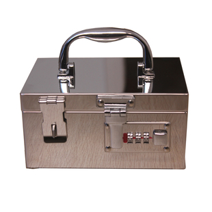 现货小号不锈钢放章箱带密码锁扣收银盒收纳箱凭条票据箱批发定做