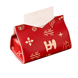 抽纸盒新年喜庆装饰摆件皮质纸巾套年味布置纸巾套袋过年用品大全