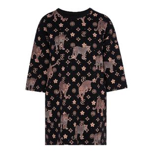 TCH轻奢烫金字母高级感上衣连衣裙女25春夏新款宽松气质百搭T恤裙