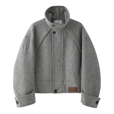 NMORE设计师品牌 25冬季新款 雅灰色解构立领廓形羊毛外套