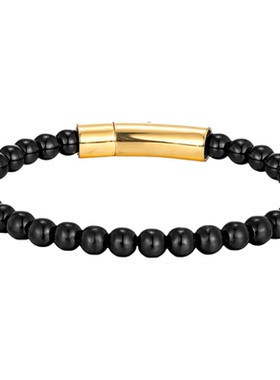 KREAM 黑玛瑙/黑胆石圆珠手链男欧美潮流手环简约礼物 bracelet