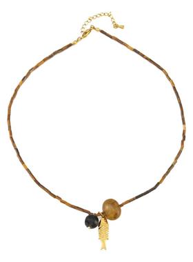 原创设计小鱼黑玛瑙虎眼石吊坠