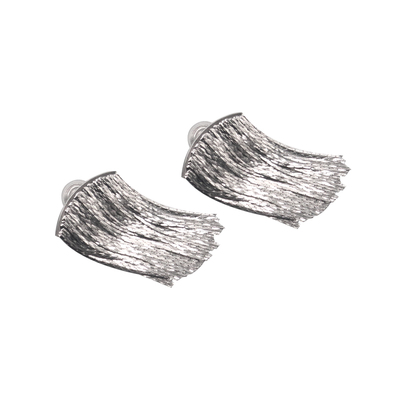 RECYCLE / 新中式羽毛瀑布耳夹 风铃柳叶叶子耳环流苏长款无耳洞