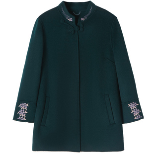 中老年秋冬新款双面羊绒大衣女妈妈短款洋气宽松大码羊毛呢子外套