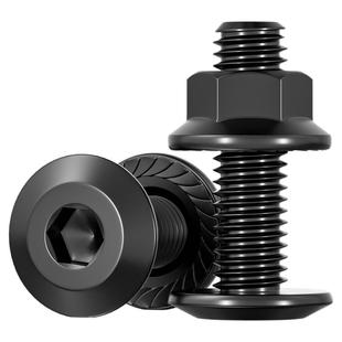 黑色304不锈钢平头倒边内六角螺丝螺母大全法兰螺帽斜边螺栓家具