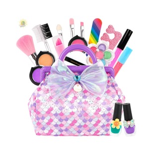 外贸儿童过家家化妆品玩具仿真彩妆饰品不可涂口红美甲手提包套装