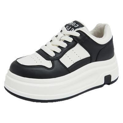 康莉时尚厚底圆头小白鞋板鞋