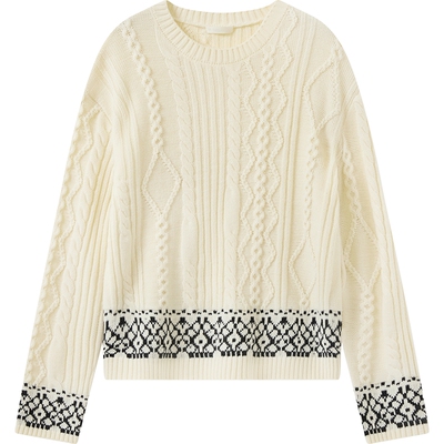 播气质圆领软糯羊毛针织衫女冬季宽松内搭毛衣DDS4SD5201