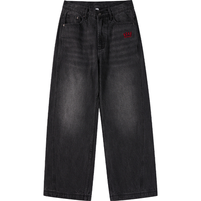 ecko红犀牛黑色水洗直筒牛仔裤