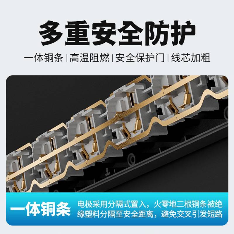 塑壳办公桌面pdu插座排墙USB排上隐形电脑厨房吊挂式下插插接线板