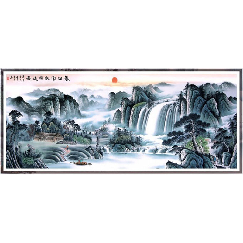 精准印花客厅大画正品山富水源长