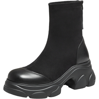 TATA他她喵爪靴2025冬袜靴瘦瘦短靴女弹力靴新款休闲靴子CEG05DZ5