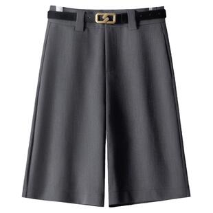 高端欧货职业西装短裤女春夏2026新款高腰显瘦中裤宽松直筒五分裤