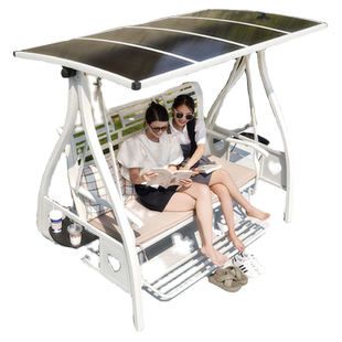 秋千户外庭院室外别墅花园太阳能灯铸铝合金双人摇椅网红秋千躺床