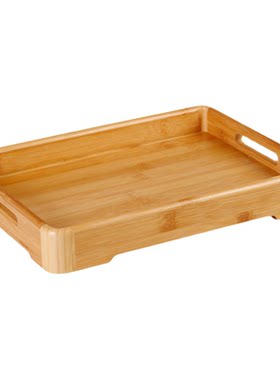 圆角商用茶杯端菜展示把手竹盘