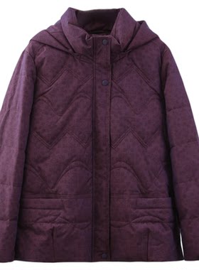 中老年女士冬装新款加厚保暖外套妈妈装大码连帽羽绒服上衣