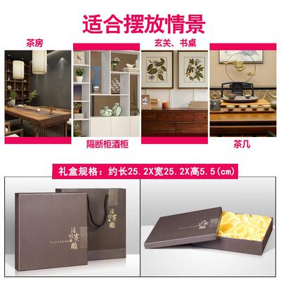 书房书柜摆件新中式工艺品办公室书桌面书架书架装饰品博古架摆设