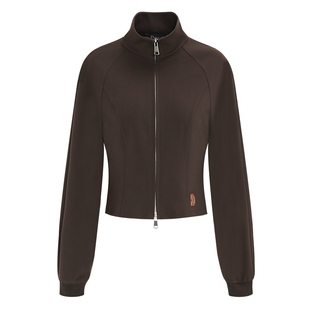 IDPAN休闲拉链短外套女收腰立领针织衫修身显瘦上衣春季新款