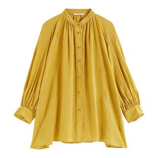 EXCEPTION例外女装春夏新中式匹绣薄款丝麻衬衣宽松显瘦衬衫外套