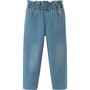 戴维贝拉儿童牛仔裤女童裤子新款春季女孩长裤童装休闲小脚裤大童