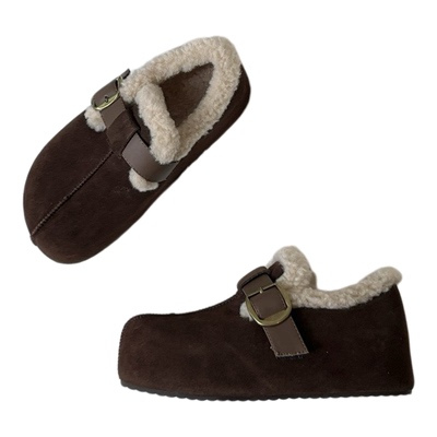 4cm厚底真皮全包加绒勃肯鞋女