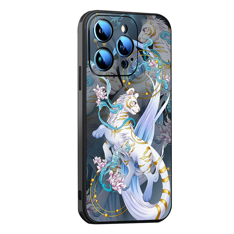 适用于苹果17promax手机壳新款iphone16pro磁吸磨砂皮质软壳15/13手机套全彩国潮古风14promax手