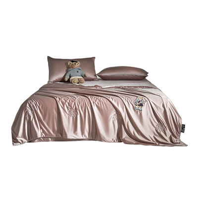 TeenieWeenie小熊刺绣100%蚕丝被夏凉被水光冰丝绸夏被空调薄被子