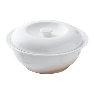 景德镇家用双耳大碗个性纯白色大号骨瓷汤锅带盖汤盆汤碗陶瓷品锅