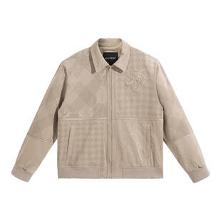 太平鸟男装夹克重工棒球服仿麂皮外套潮流时尚满版提花宽松外套