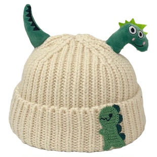 宝宝秋冬帽子可爱超萌恐龙造型儿童毛线帽冬男童女童套头保暖瓜帽