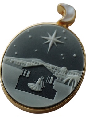 astudio天然玛瑙人像卡梅奥项链