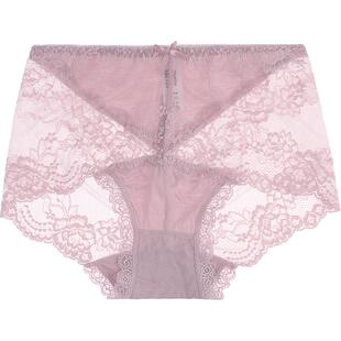 3条装夏娃之秀蕾丝性感内裤女中腰收腹舒适女半透明三角女士内裤
