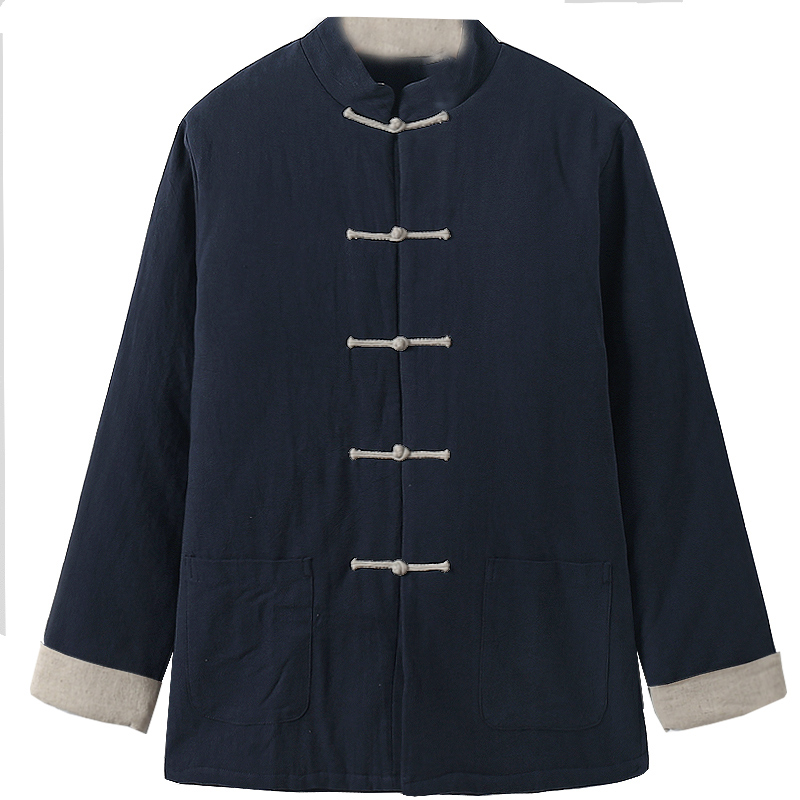 男士冬季亚麻棉衣中国风加厚宽松保暖唐装大码休闲盘扣茶禅服棉袄