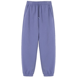 布景卫裤女厚款冬季新品简约运动风松紧腰设计宽松束脚裤子1952