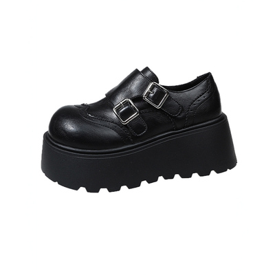 7cm内增高厚底高跟小皮鞋