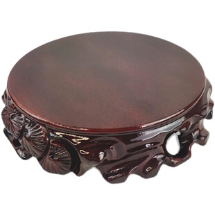 实木托架摆件石头奇石茶壶盆景花瓶花盆香炉佛像木质红木圆形底座