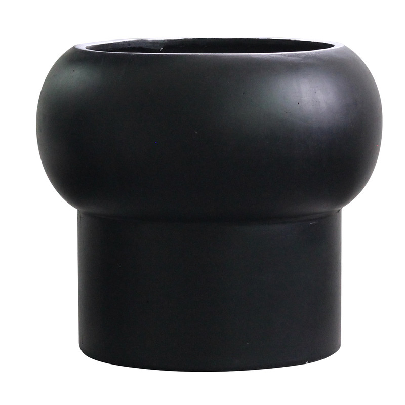 简约轻奢黑色水泥落地花盆大号