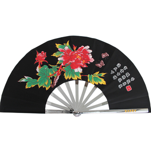 铁扇子太极扇锌铝合金加重黑色功夫扇武功扇武术响扇车载防身金属