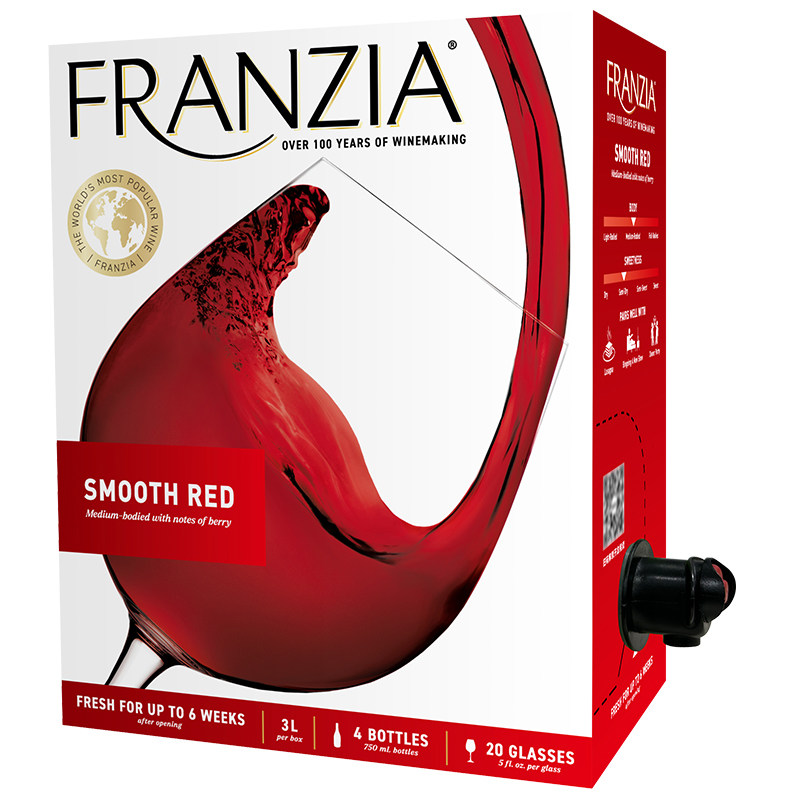 【2盒装】FRANZIA芳丝雅红酒进口盒装半干红葡萄酒3L大容量袋装酒