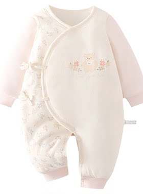 女宝宝保暖夹棉连体衣秋冬季120g棉衣棉服新生儿冬装婴儿哈衣爬服